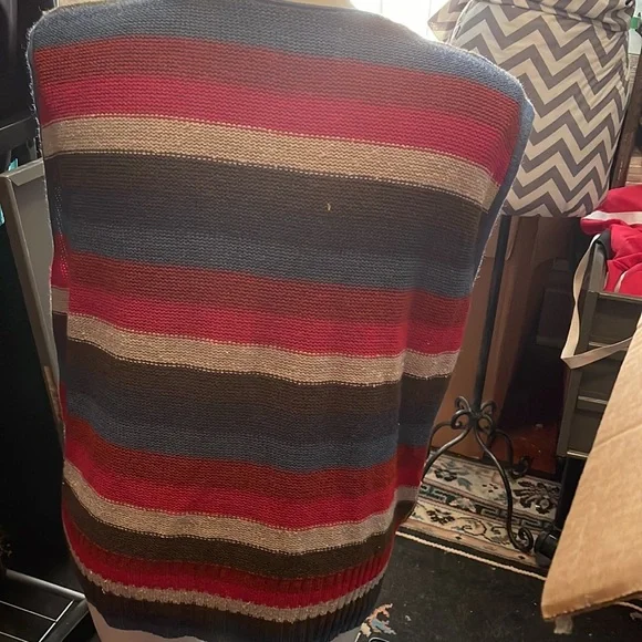 SHELL/VEST TOP Knitted BUTTON FRONT 2Blues/White/Red/Brown - Picture 4 of 8